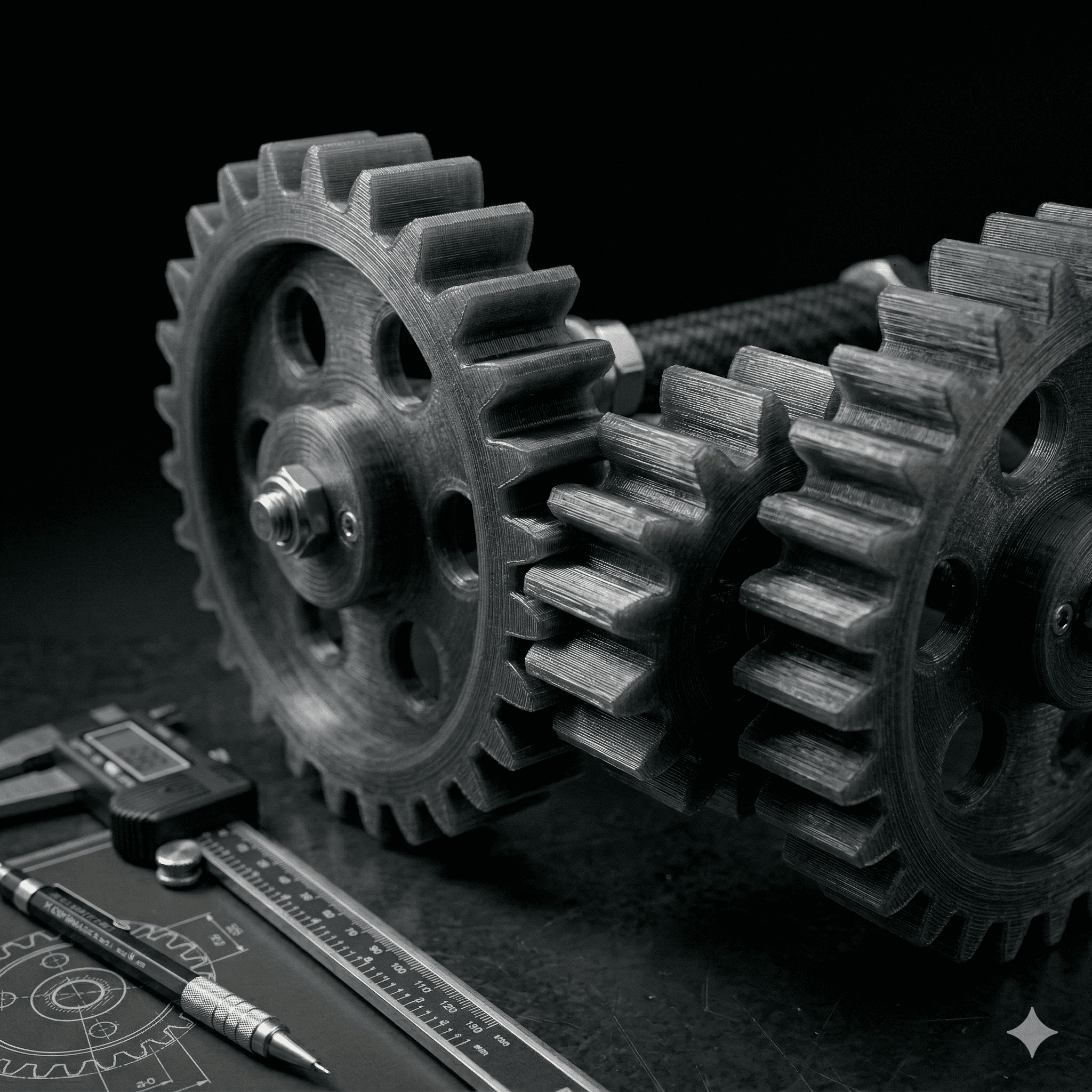 Engranajes mecánicos impresos en 3D